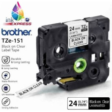 Compatible Brother TZe-151 Black on Clear Label Tape – 24 mm