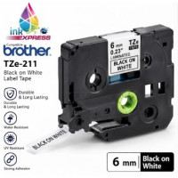 Compatible Brother TZe-211 Black on White Label Tape – 6 mm