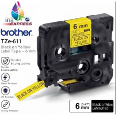 Compatible Brother TZe-611 Black on Yellow Label Tape – 6 mm