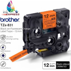 Compatible Brother TZe-B31 Black on Fluorescent Orange Label Tape – 12 mm
